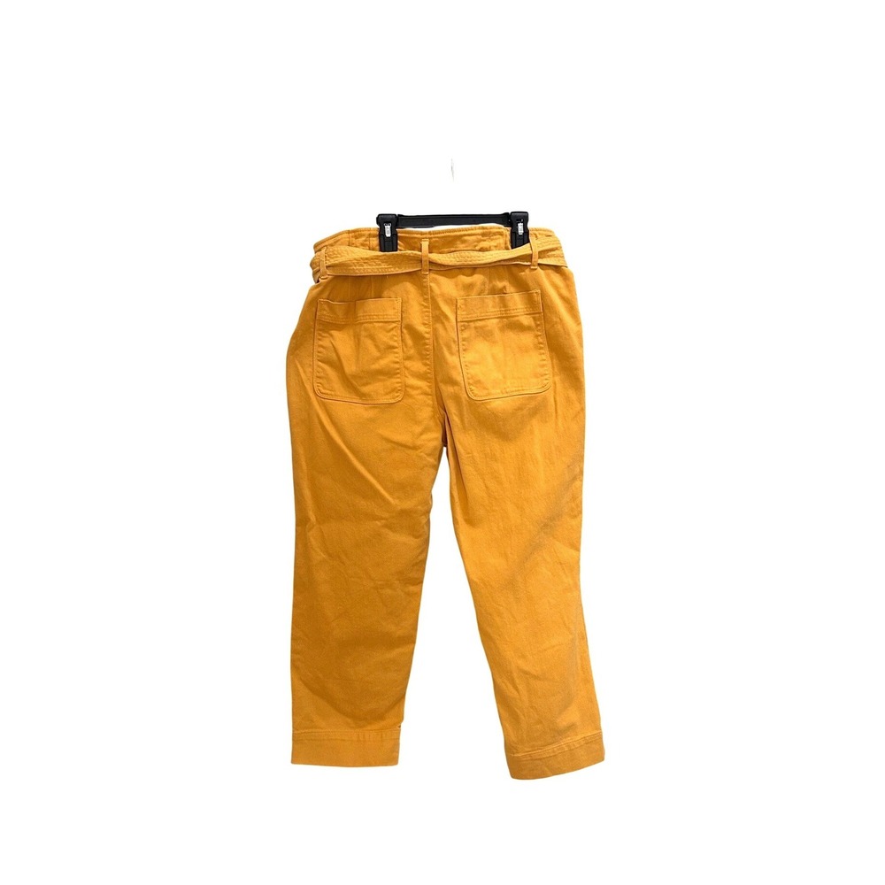 LOFT‎ Womens Mustard Yellow Paperbag Waist Tie Belt Cropped Pants Size 14 - Picture 5 of 7